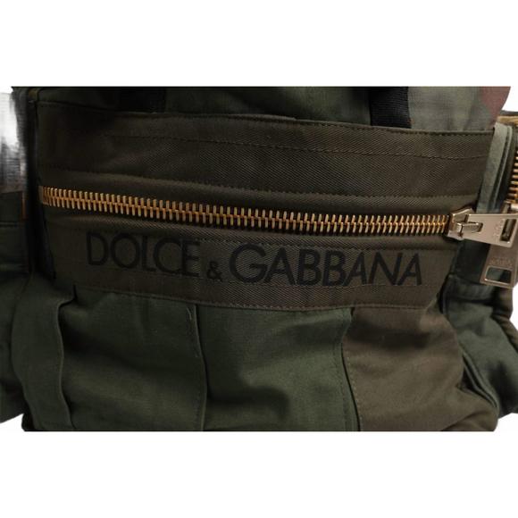 NEW DOLCE & GABBANA men's patchwork travel backpack bag in military green - Picture 5 of 7